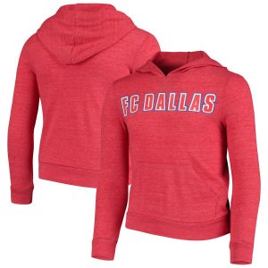 FC Dallas 5th & Ocean by New Era Girls Youth Tri-Blend Pullover Hoodie – Red