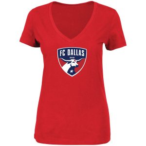 FC Dallas Majestic Women’s Plus Size Primary V-Neck T-Shirt – Red