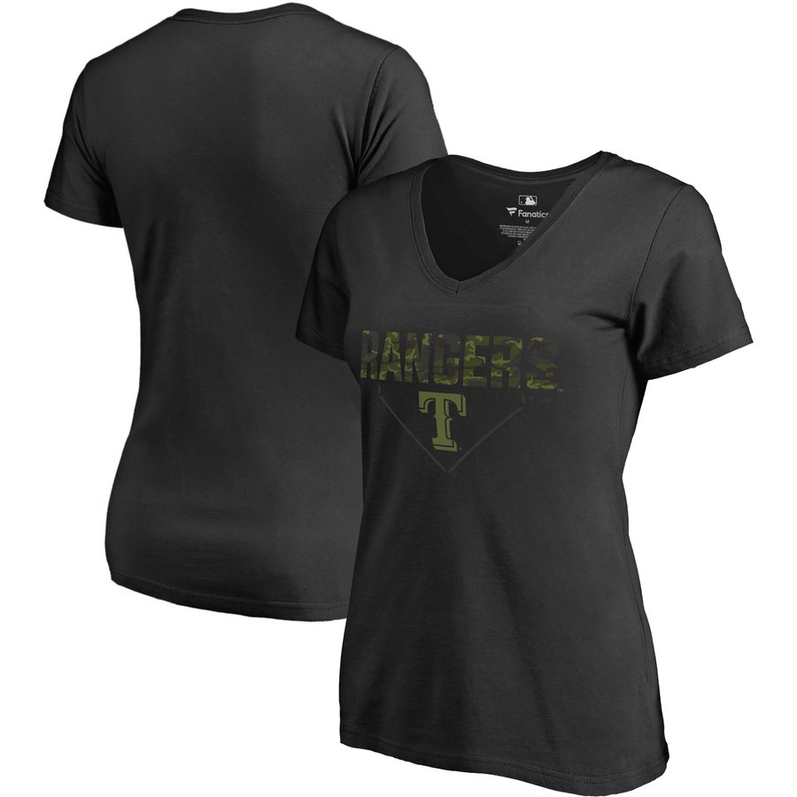 Women's Fanatics Branded Gray Texas Rangers Official Logo V-Neck T-Shirt Size: Large