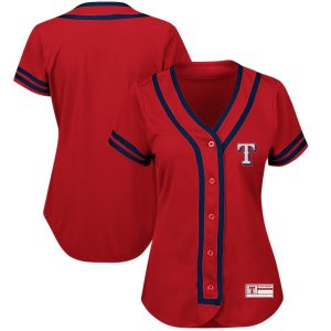 Texas Rangers Majestic Women’s Plus Size Absolute Victory Fashion Jersey – Red/Royal